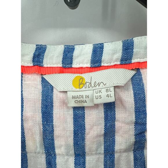 Boden Dress Womens 4 Long Nautical Embroidered Lace Coastal Carefree Beach Linen - Picture 2 of 9